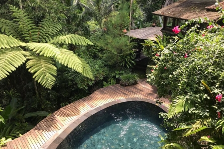 Необычный деревянный дом с 1 спальней в Убуде, с панорамным видом на джунгли