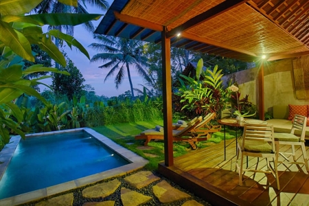 Classic, cozy 1 bedroom villa with a pool and a view of the rice field, Ubud