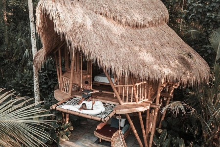 Бамбуковый 1 спальный дом с видом на джунгли, Убуд