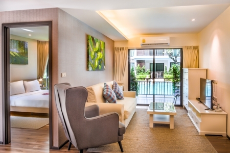 One bedroom apartment with 1 bedroom with access to the swimming pool on Rawai beach